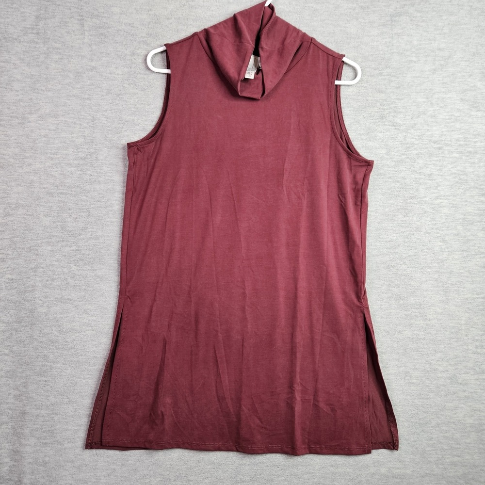 Wynne Layers Sleeveless Tunic Top Women's Size M Mock Neck Burgundy Stretch NEW
